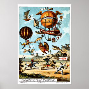 ヴィクトリア時代の航空 スチームパンク ビンテージ ポスター