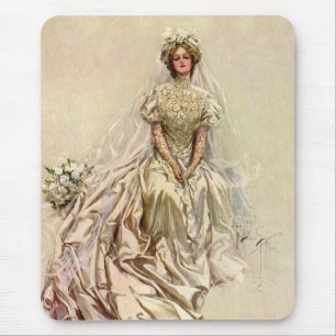 ヴィクトリア時代の花嫁、クラシカルな結婚式の肖像画 マウスパッド