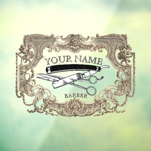 ヴィクトリア時代の蒸気パンク理容師テンプレート ウィンドウサイン (シート3)