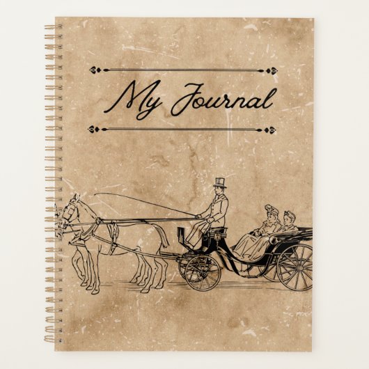 ヴィクトリア時代の馬車と古びた羊皮紙 プランナー手帳 (正面)