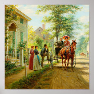 ヴィクトリア時代の馬車の油絵 ポスター