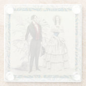 ヴィクトリア時代1844年のウェディングアート ガラスコースター (裏面)