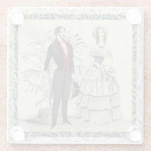 ヴィクトリア時代1844年のウェディングアート ガラスコースター (裏面)