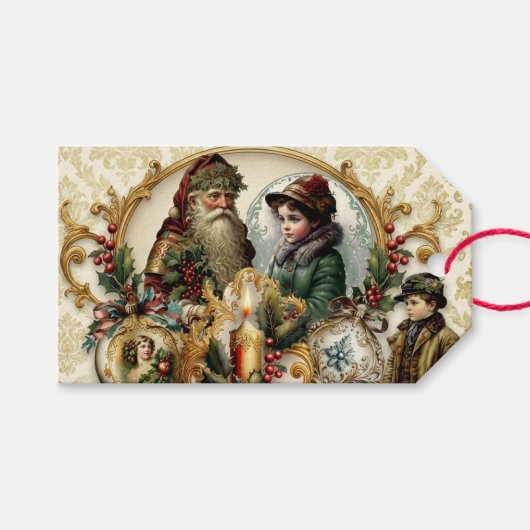 ヴィクトリア朝のクリスマスのエレガンス ギフトタグ (正面(横))