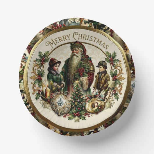 ヴィクトリア朝のクリスマスのエレガンス ペーパーボウル (正面)