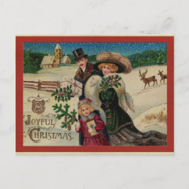 ヴィクトリア朝のクリスマス家族 ポストカード