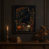 ヴィクトリア朝のサウィンのカラス植物画壁アート ポスター