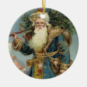 ヴィクトリア朝のサンタクロースとクリスマスツリー セラミックオーナメント (正面)