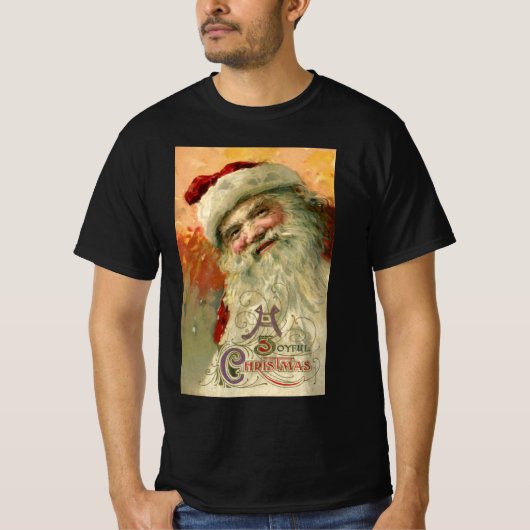 ヴィクトリア朝のサンタクロースの肖像画、アンティーククリスマス Tシャツ (正面)