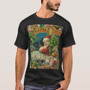 ヴィクトリア朝のサンタクロース クリスマスコラージュ アンティーク Tシャツ
