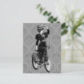 ヴィクトリア朝のレディー自転車イラスト ポストカード (スタンド正面)