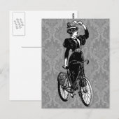ヴィクトリア朝のレディー自転車イラスト ポストカード (正面/裏面)