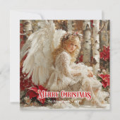 ヴィクトリア朝の天使のプリント可能なクリスマスの温かい挨拶 シーズンカード (正面)
