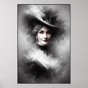 ヴィクトリア朝の女性の肖像画のミステリアスアート ポスター
