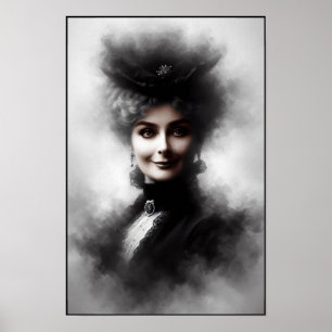ヴィクトリア朝の女性の肖像画のミステリアスアート ポスター