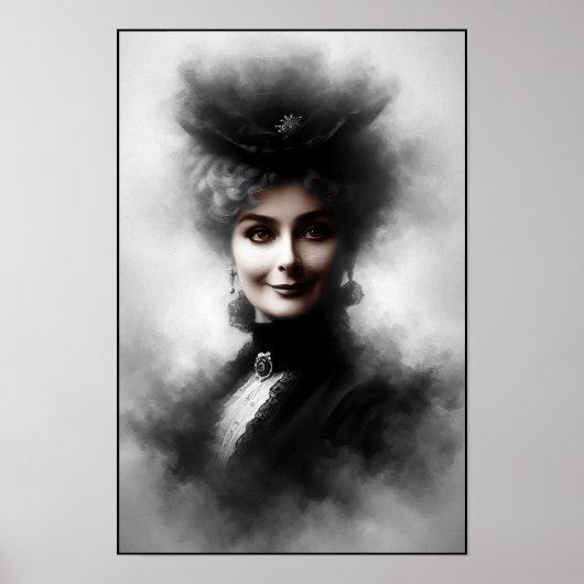 ヴィクトリア朝の女性の肖像画のミステリアスアート ポスター (正面)