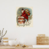 ヴィクトリア朝の屋根の上の聖ニコラウス クリスマスのレトロなデザイン ポスター (キッチン)
