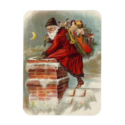 ヴィクトリア朝の屋根の聖ニコラウス Vintage Christmas マグネット (縦)