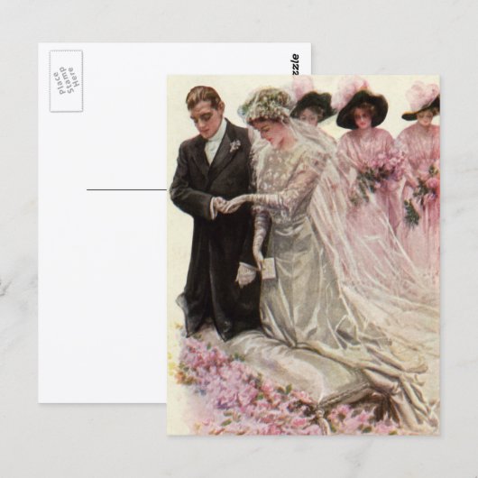 ヴィクトリア朝の結婚式の花嫁と花婿 ポストカード (正面/裏面)
