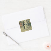 ヴィクトリア朝の結婚式 新婚の花嫁と花婿の自転車 スクエアシール (封筒)