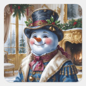 ヴィクトリア朝の雪だるまのクリスマスデザイン スクエアシール (正面)
