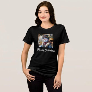 ヴィクトリア朝の雪だるまのクリスマスデザイン トライブレンドＴシャツ