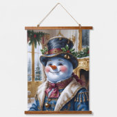 ヴィクトリア朝の雪だるまのクリスマスデザイン 吊り下げ型タペストリー (正面)