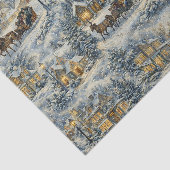 ヴィクトリア朝の雪に覆われた村のクリスマスイラスト 薄葉紙 (詳細)