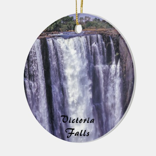 ヴィクトリア滝に虹 - アフリカ, ゼンバブエ セラミックオーナメント (左)