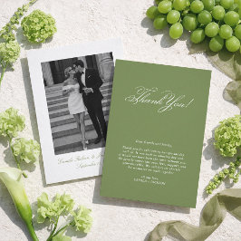 ヴィクトリア調のオリーブグリーンの結婚式 サンキューカード
