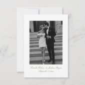 ヴィクトリア調のオリーブグリーンの結婚式 サンキューカード (裏面)