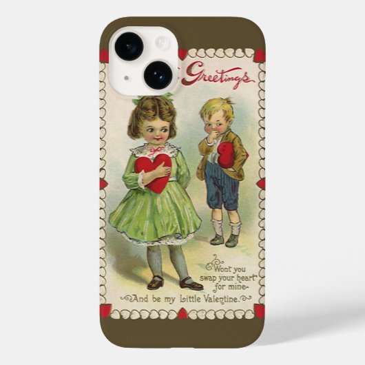 ヴィクトリア調のバレンタインデー、恥ずかしがり屋の子供たち Case-Mate iPhoneケース (裏面)