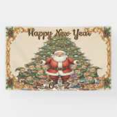 ヴィクトリア調の水彩サンタクロース クリスマスコレクション 横断幕 (横)