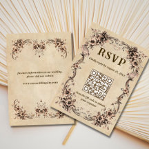 ヴィクトリア調の花柄 ウェディングQRコード RSVP
