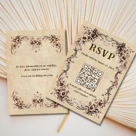 ヴィクトリア調の花柄 ウェディングQRコード RSVP