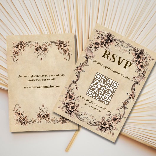 ヴィクトリア調の花柄 ウェディングQRコード RSVP