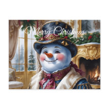 ヴィクトリア調の雪だるまのクリスマスデザイン