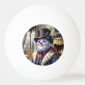 ヴィクトリア調の雪だるまのクリスマスデザイン 卓球ボール (裏面)