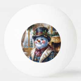 ヴィクトリア調の雪だるまのクリスマスデザイン 卓球ボール