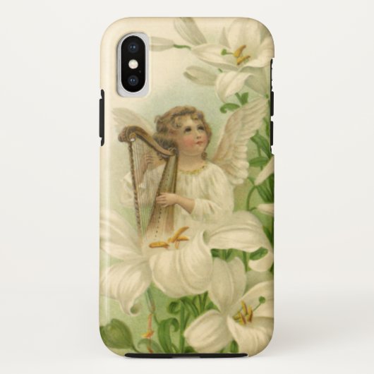 ヴィクトリア調イースター、天使 竪琴 ユリの花 Case-Mate iPhoneケース (裏面)