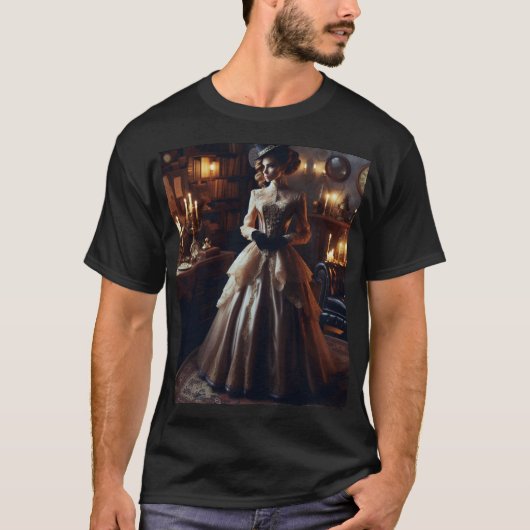 ヴィクトリア調ビンテージの神秘的なエレガントな女性 Tシャツ (正面)