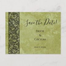 ヴィクトリア調フラワーモチーフのヴィンテージな結婚式用「Save the Date」