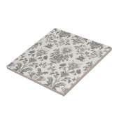 ヴィクトリア調 ダマスク 花柄 ホワイト ヴィンテージ タイル (側面)