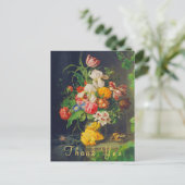 ヴィクトリア調 静物画 花 ピンクのバラ 感謝のお礼 ポストカード (スタンド正面)