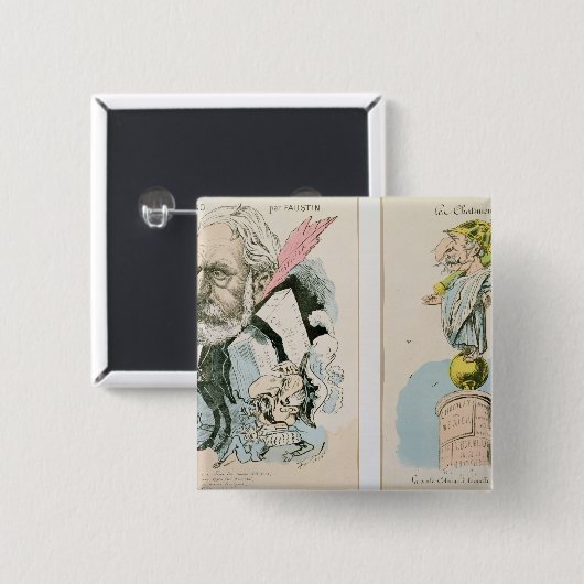 ヴィクトル・ユーゴーおよびナポレオンの風刺漫画III 缶バッジ (正面&裏面)