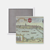 ヴィシュトル川の横のワルシャワの街のビュー マグネット (正面/裏面)