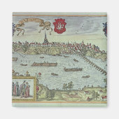 ヴィシュトル川の横のワルシャワの街のビュー マグネット (正面)