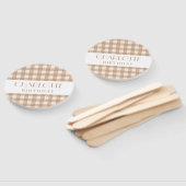 ヴィシー茶色ベージュのギンガムプレイドがチェック結婚した ハンドファン (組立なし)