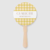 ヴィシー農家イエローギンガムプレイドのチェックパーティー ハンドファン (裏面)