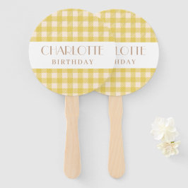 ヴィシー農家イエローギンガムプレイドのチェックパーティー ハンドファン